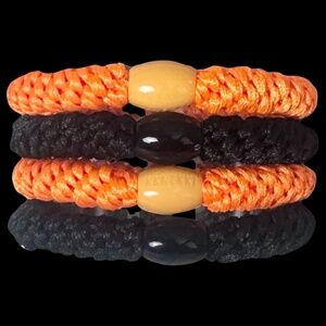 NWT Bundle Of 4 KKNEKKI Hair Ties Elastics, 2 Orange, 2 Black